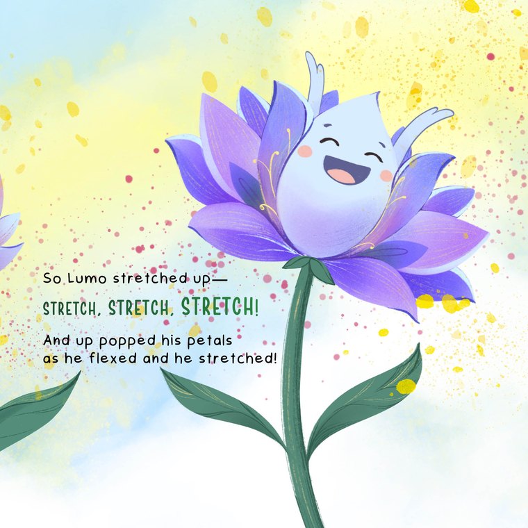 Lumo stretches and blooms